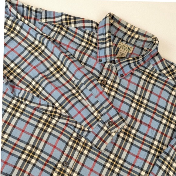 L.L. Bean Other - LL‎ Bean Mens XXL Tall Flannel Shirt Blue Red Plaid Cotton Button Down 0BHG6
